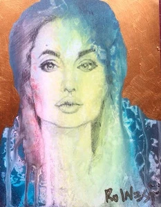 ANGELINA JOLIE. Ein Original Gemälde von Ro West. Mit Echtheitszertifikat - Bild 1 von 5