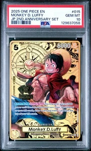 2025 ONE PIECE ST13-015 SET GIAPPONESE 2° ANNIVERSARIO SCIMMIA D LUFFY ENG PSA 10 - Foto 1 di 2