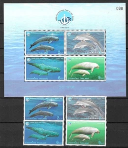 Thailand 1998 Fauna Wildlife Marinelife Fisch Fish Whale Dolphin set + SS MNH - Imagen 1 de 1
