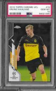 PSA 10 2019 Topps Chrome UCL ERLING HAALAND RC Rookie Graded GEM MINT #74 - Picture 1 of 2