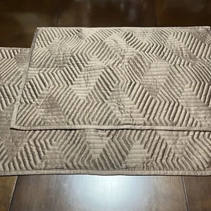(2) DKNY Home Helix Quilted Geometric Pillow Shams - STANDARD - Mushroom Brown - Picture 1 of 6