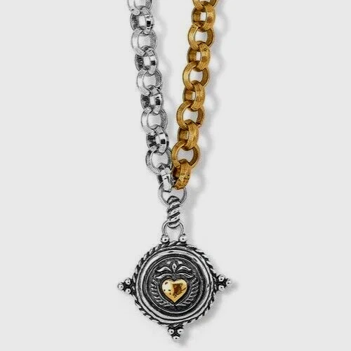 NWTag Brighton Ferrara VIRTUE WINGED HEART Pendant Two-Tone Necklace