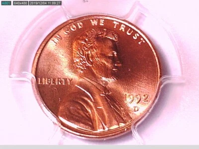 1992 D Lincoln Memorial Cent PCGS MS 67 RD 37221514 Video - Image 1 of 3