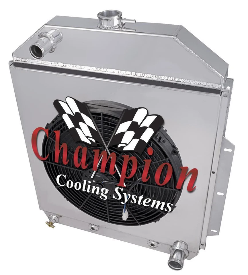 4 Row KR Radiator W/ 16" Fan and Shroud for 1942 - 1952 Ford Truck Chevy Conv Foto 1 de 4