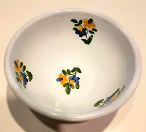 Vintage Portugese Ceramic 5" Bowl Handpainted White w/ Flower Decor Signed EUC - Picture 1 of 10