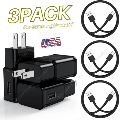 3X Type C Fast Charger Data Cable For Samsung Android Phone USB Charging Cube US - Image 1 of 4