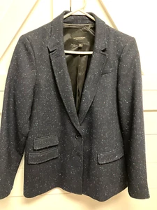 Banana Republic Hacking Jacket BLAZER Navy Flecked Speckled Wool Blend Size 10 - Picture 1 of 9