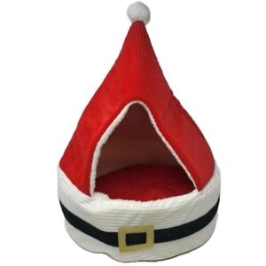 VIBRANTLIFE Cozy Hideaway Pet Bed Santa Suit Christmas Small Dog Cat Bed
