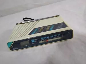 White Vintage Cosmo AM/FM Alarm Clock Radio CR-2508 - Works Great - 5 1/4" x 3" - Picture 1 of 7