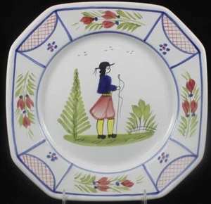 Plato de almuerzo Quimper Mistral azul octogonal para hombre - Imagen 1 de 5