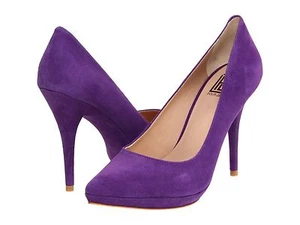 Pour La Victoire Daina Heels Pumps Purple Suede Leather Shoes Size 8.5 US NIB - Picture 1 of 7