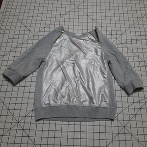 Crazy 8 Gray Silver Girls Size 7-8 Medium Pullover Zippers 3/4 Length Sleeve - Picture 1 of 8
