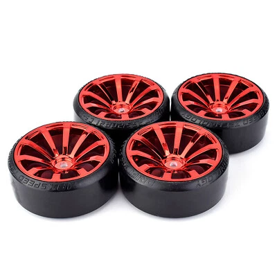 4PCS Tyre Drift Tires Wheels 12mm Hex for HPI HSP 1:10 RC On Road Racing Car - Image 1 of 4