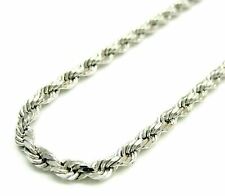 Solid 925 Sterling Silver Italian Rope Chain Mens Necklace 3.50mm - Diamond Cut