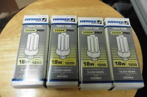 4 lot Bulb GX24Q-2 Triple tube 3500K Pro Fluorescent 12000 hr 18W 1200l CFL10252 - Picture 1 of 5