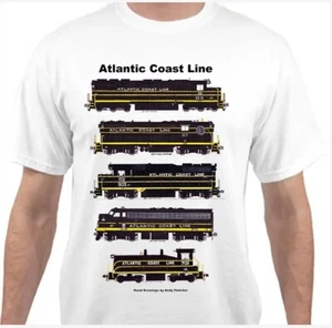 T-shirt Atlantic Coast Line nera e gialla Locomotive Railroad di Andy Fletcher - Foto 1 di 1