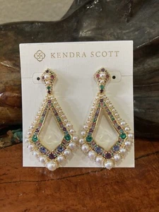 KENDRA SCOTT Krista Statement Multi Mix Color Gold Drop Dangle Earrings NIB - Picture 1 of 1