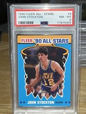 1990 FLEER ALL-STARS #9 JOHN STOCKTON UTAH JAZZ HOF PSA 8 NM-MT