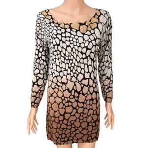 Adrienne Vittadini animal print sequin detail sweater tunic silk blend size S - Picture 1 of 6