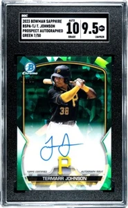 2023 Bowman Chrome Sapphire Termarr Johnson Auto Green Auto /50 SGC 9.5 Mint - Picture 1 of 2