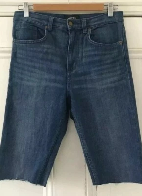 Monki Women’s Mid-Blue Denim Frayed Knee-Length Jeans Shorts W 28” UK 10 EU 38 - Image 1 of 4