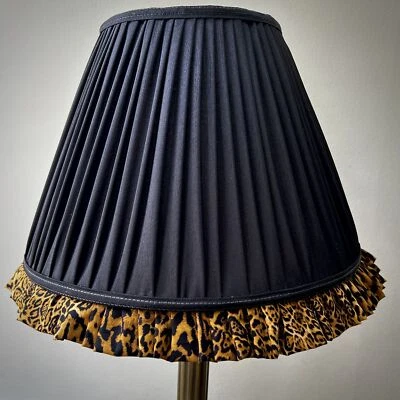 Black Leopard Print Pleated Lampshades Ceiling Lights Table Standard Lampshades - Image 1 of 4