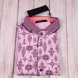 New Greyson Mens Golf Spirit World Print Short Sleeve Polo Shirt Arctic Size M - Picture 1 of 14