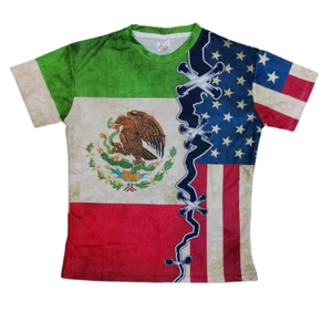 Mexico/USA Adult Men's Red/Green/Blue Short Sleeve Loose Fit Jersey - Picture 1 of 2