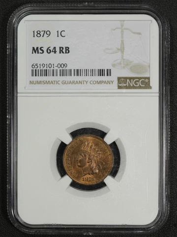 1879 Indian Head Copper Cent NGC MS 64 RB Cover