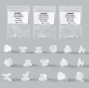 AZDENT Dental Ortho Clear Ceramic Lingual Button for Bondable Round /Rectangular - Picture 1 of 25