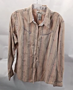 Wrangler Western Shirt Women's Size: XL Long Sleeve  Snap Striped Brush Popper - Picture 1 of 7