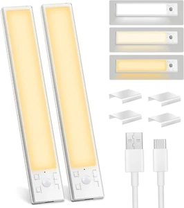 Under Cabinet Lights 2 Pack 8 inch Rechargeable Battery Operated Motion Sensor L - Picture 1 of 7