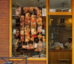 3D Grill Kebab Shop BBQ I350 Fenster Aufkleber Vinyltapete Wandbilder Coco - Bild 1 von 11