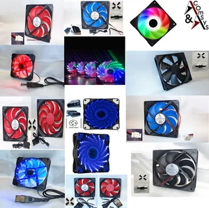 Fan PC Case Power Supply RGB LED 8cm 12cm 14cm 2/3/4 Pin Dc 12V Very Quiet - Picture 1 of 14