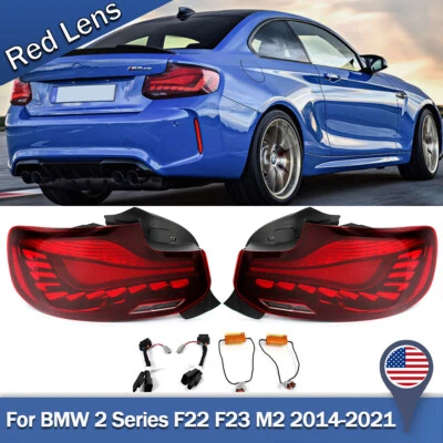 Red Lens OLED Tail Lights For BMW 2 Series 2014-2020 F22 F23 M2 F87 W/Animation - Image 1 of 4
