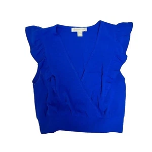 Monteau Los Angeles Women's Small Blue Sleeveless Ruffle Top Size S - Picture 1 of 4