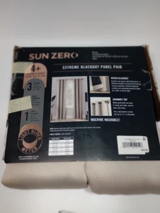 SUN ZERO Extreme Blackout Curtain Panels 100% Theater Grade Taupe 84" X 40"... - Picture 1 of 8