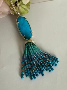 Kendra Scott Eva Aqua Howlite Tassel Necklace NWT - Picture 1 of 4