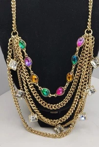 Nicole Miller Multi Kette Multi Color Gripoix Goldfarben Halskette - Bild 1 von 9