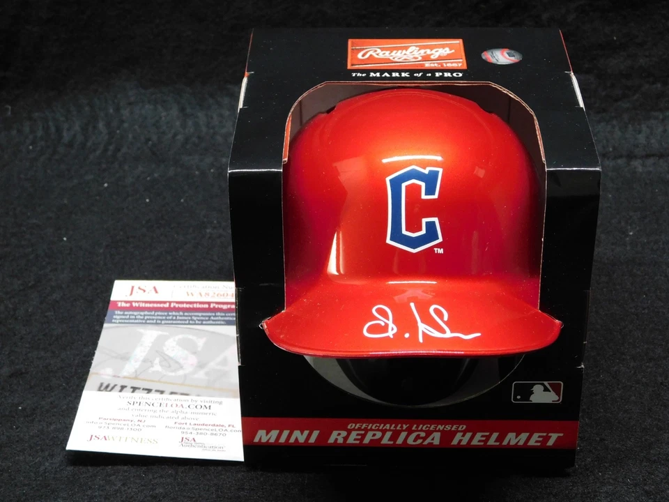 Steven Kwan Signed Auto Cleveland Guardians Chrome Mini Batting Helmet JSA COA - Image 1 of 1