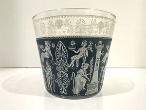Vintage Wedgwood Blue Hellenic Ice Bucket MCM Jeannette Glass Greek Roman 5" - Picture 1 of 7