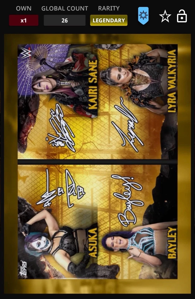 WWE Topps Slam Survivor Series DIGITAL Bayley Asuka Kairi Legendary 50 CC BOOK - Image 1 of 1