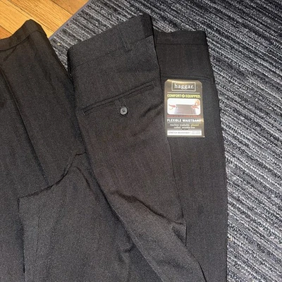 Haggar Men’s 34x34 NWT Dress Pants Comfort Equipped Black Cuffed Office - Image 1 of 2
