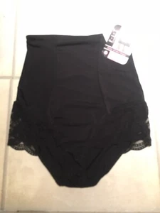 SHAPEWEAR F.I.T Lacey Accent Shaper Control Black High Waisted Brief L - Picture 1 of 3