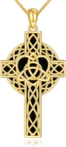 Celtic Knot Irish Cross Heart Necklace 925 Sterling Silver Religious Gifts Women - Picture 1 of 6