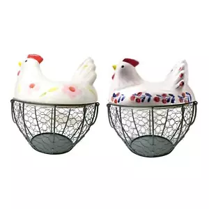Chicken Egg Basket Metal Egg Container Holder for Countertop Fruit Vegetable - Picture 1 of 12