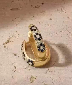 2 Ct Round Cut Lab Created Sapphire 14K Yellow Gold Plated Women's Hoop Earrings - Picture 1 of 8