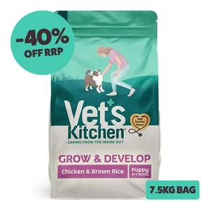 7.5kg Vet's Kitchen Grow & Develop Puppy Dry Dog Food - Chicken & Brown Rice - Picture 1 of 5