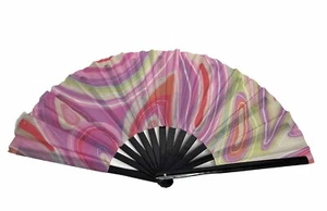 Amajiji Large Folding Hand Rave Fan for Women/Men Bamboo (Sunset) - Picture 1 of 8