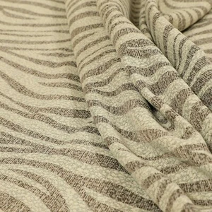Brown Beige Zebra Print Woven Upholstery Fabric For Cushion & Curtain Per Metre - Picture 1 of 5